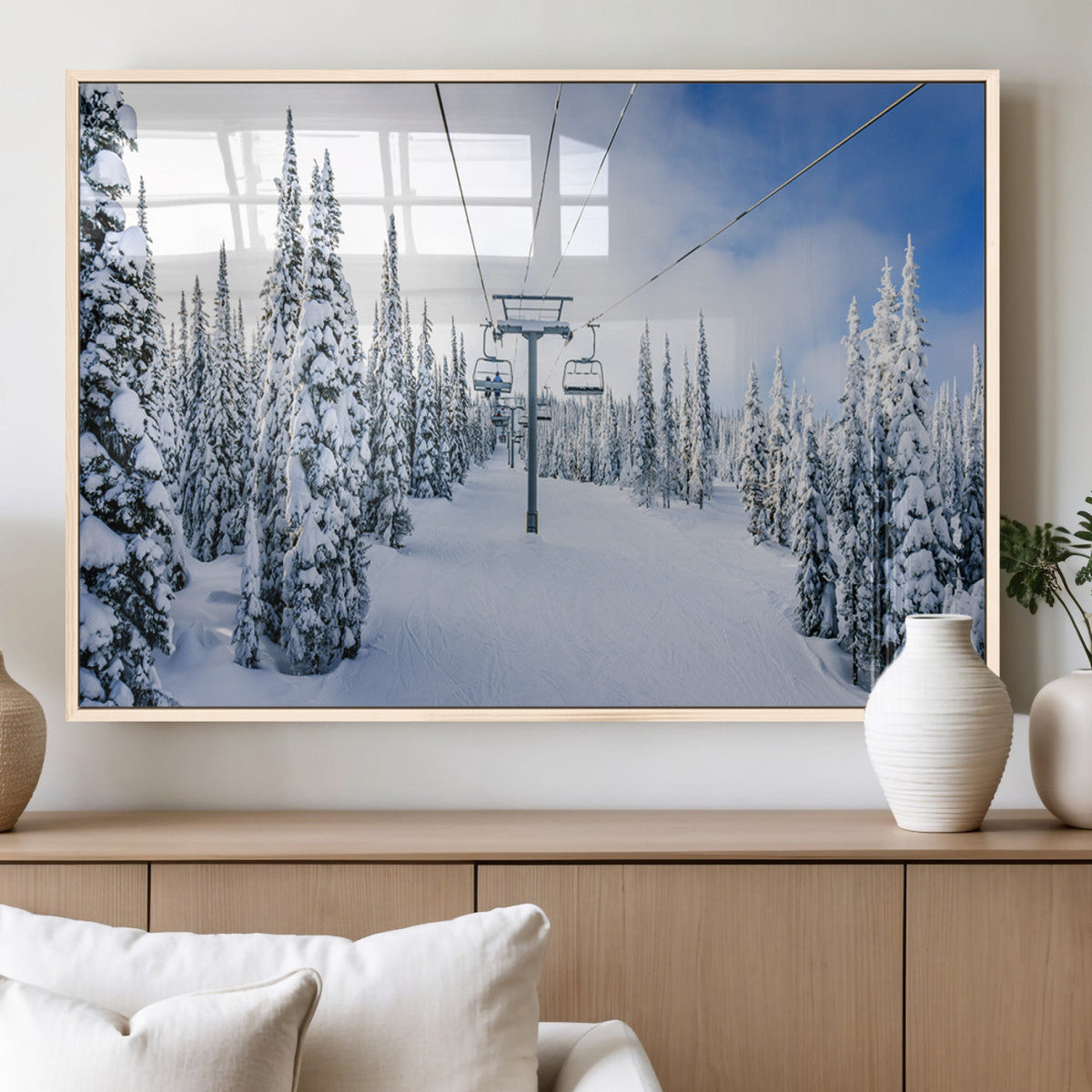 Winter Ski Lift Wall Art Print - Landscape Wall Art | Snowy