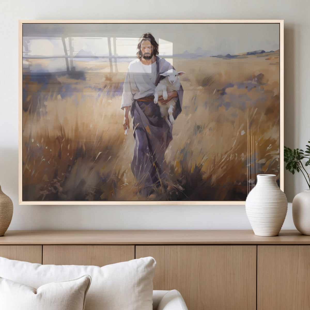 Jesus the Good Shepherd Wall Art Canvas Print - Lost Lamb