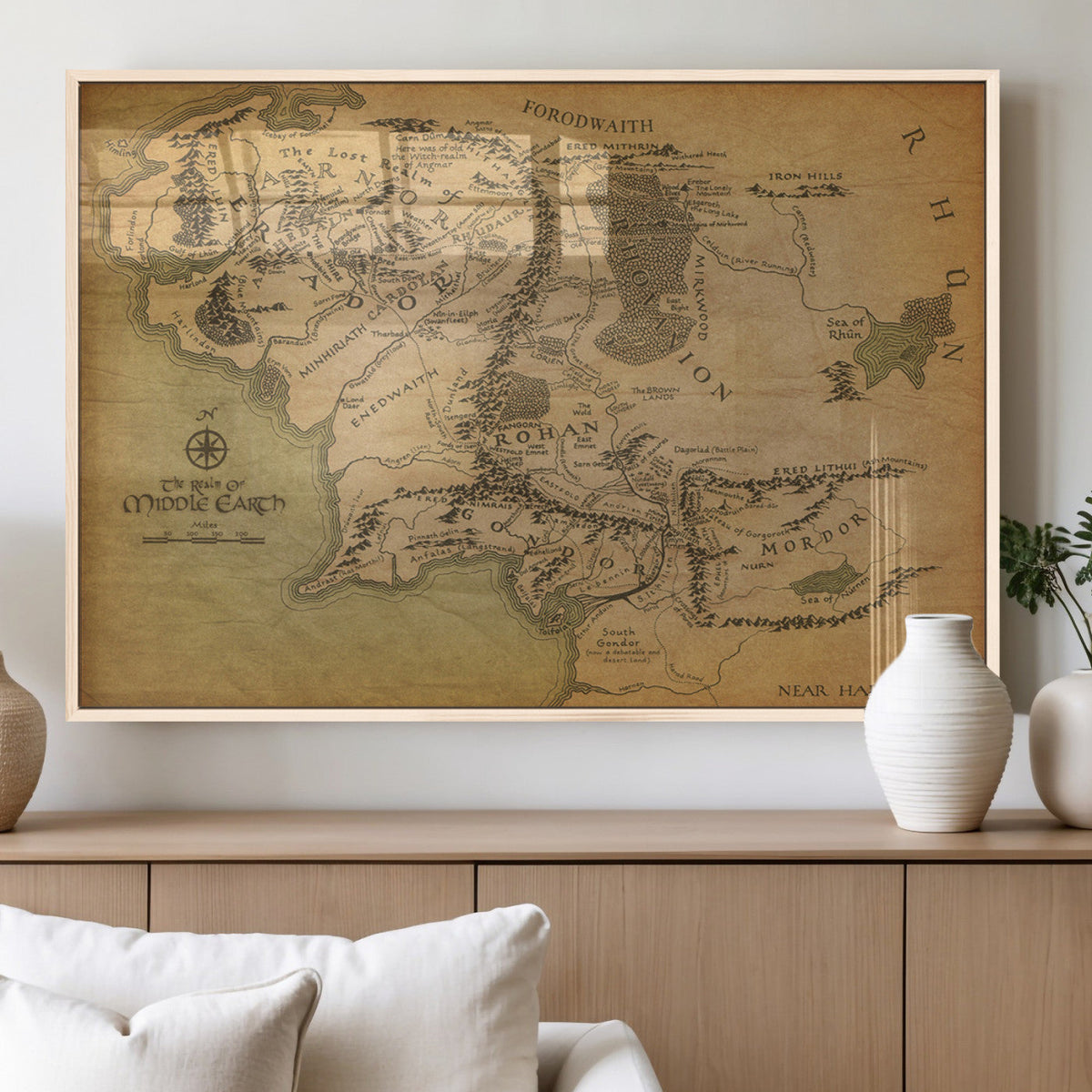 Middle Earth Map Canvas Wall Art – Vintage Fantasy Map