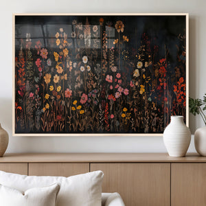 Large Floral Painting Print Illustration Flowers Canvas Wall