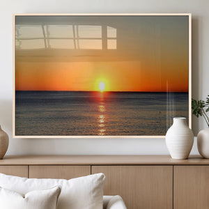 Golden Horizon Sunset Over Ocean Wall Art Canvas Print –