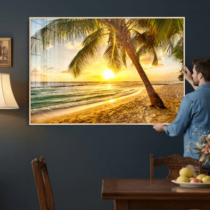 Beach Sunset Canvas Wall Art Print - Tropical Beach Canvas
