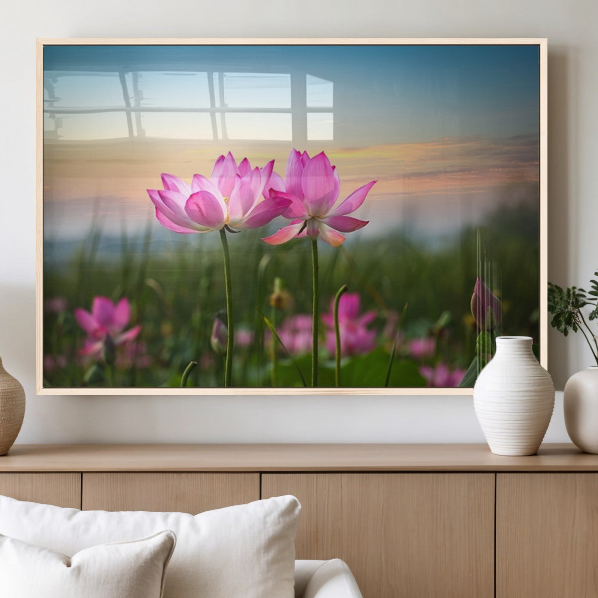 Pink Flower on the Mountain Canvas Print, Framed Pink Flower