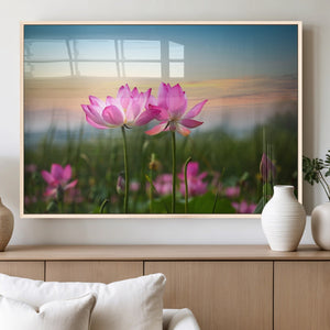 Pink Flower on the Mountain Canvas Print, Framed Pink Flower