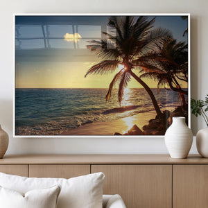 Sunset Palm Trees Wall Art Canvas Print