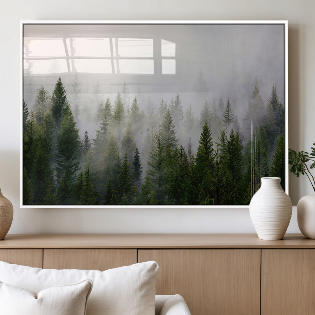 Forest Wall Art Canvas Print | Foggy Forest Wall Art | Pine