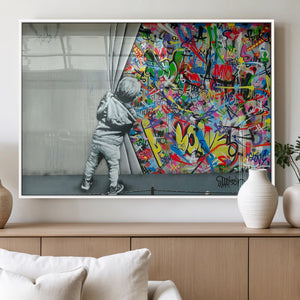 Banksy Colorful Street Graffiti Canvas Wall Art Print,
