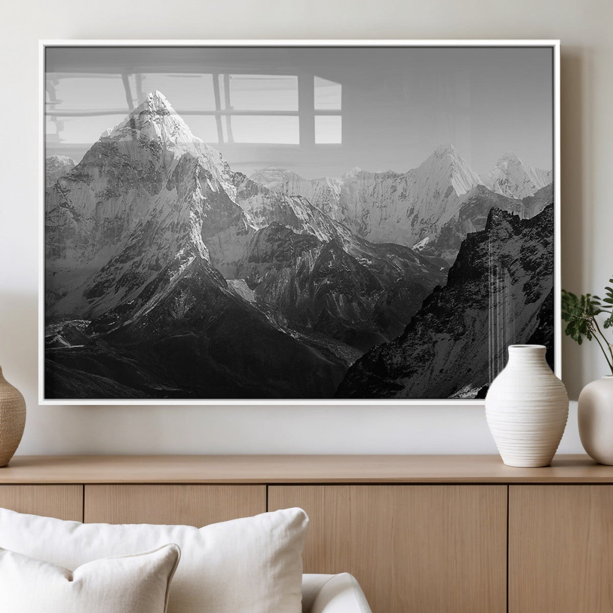 Everest Himalaya Mountain Peaks Black & White Triptych
