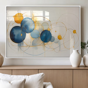 Geometric Blue Orange Abstract Wall Art Canvas, Geometric