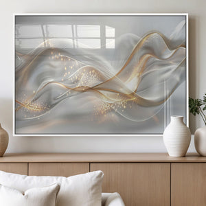 Abstract art Grey and Gold Lines Wall Art