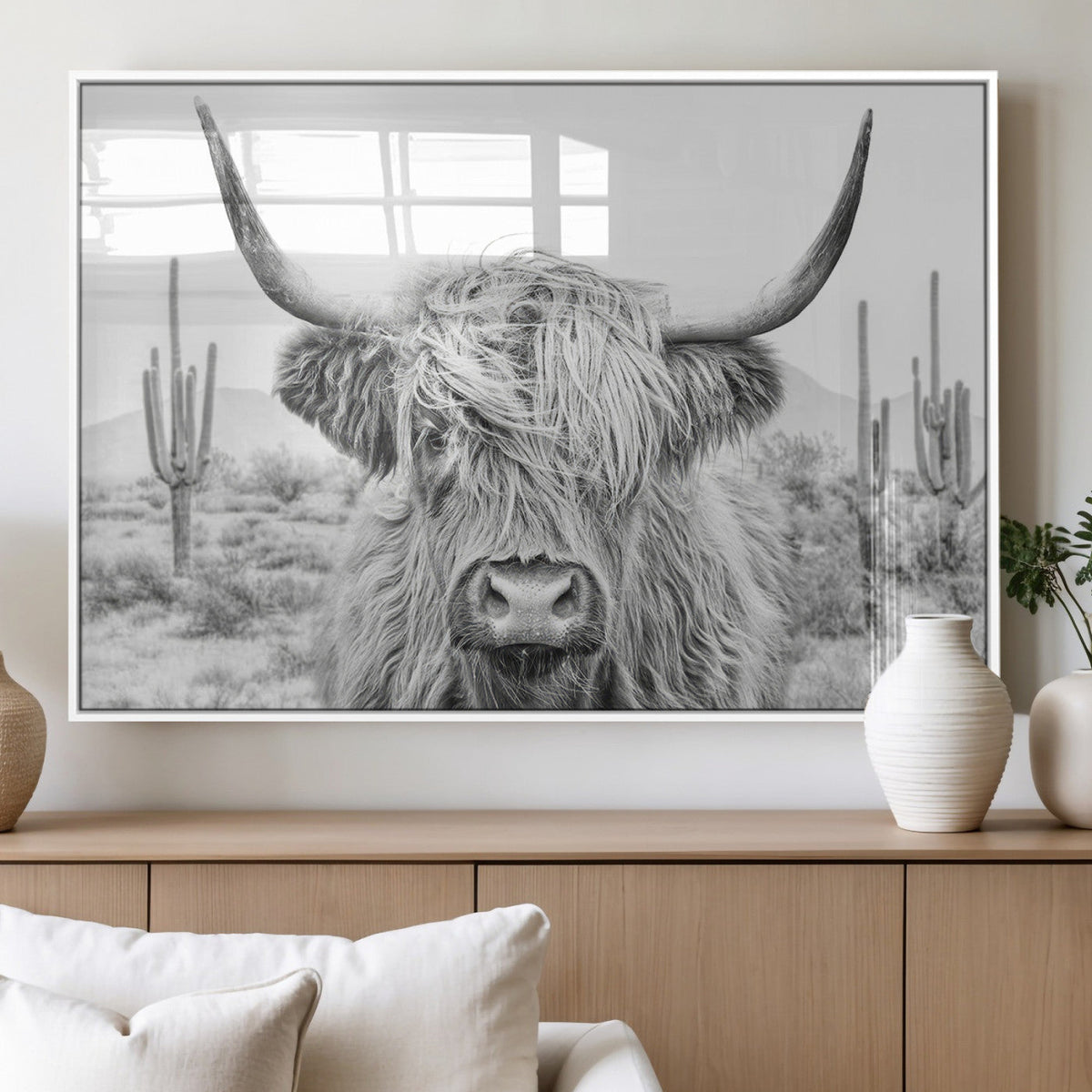 Rustic Charm | Cow Longhorn Black White Bighorn Wall Art