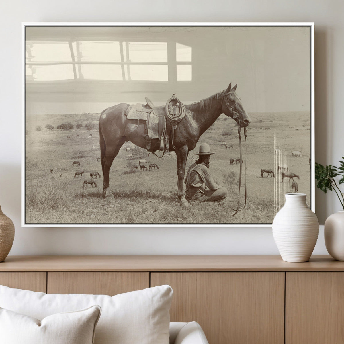 Cowboy Wall Art - Western Horse Canvas Print - Vintage