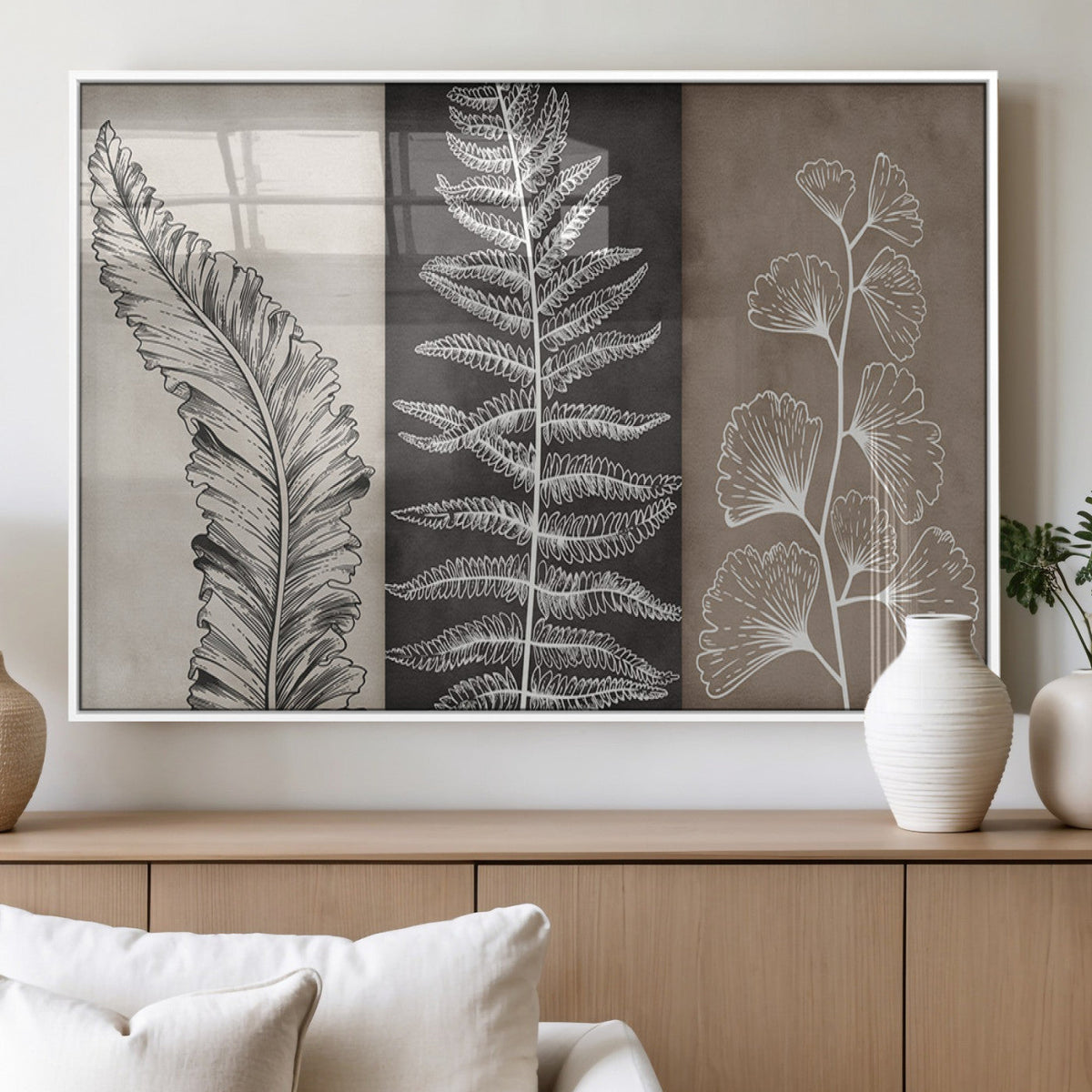 Minimalist Botanical Wall Art Canvas Print, Framed and Ready