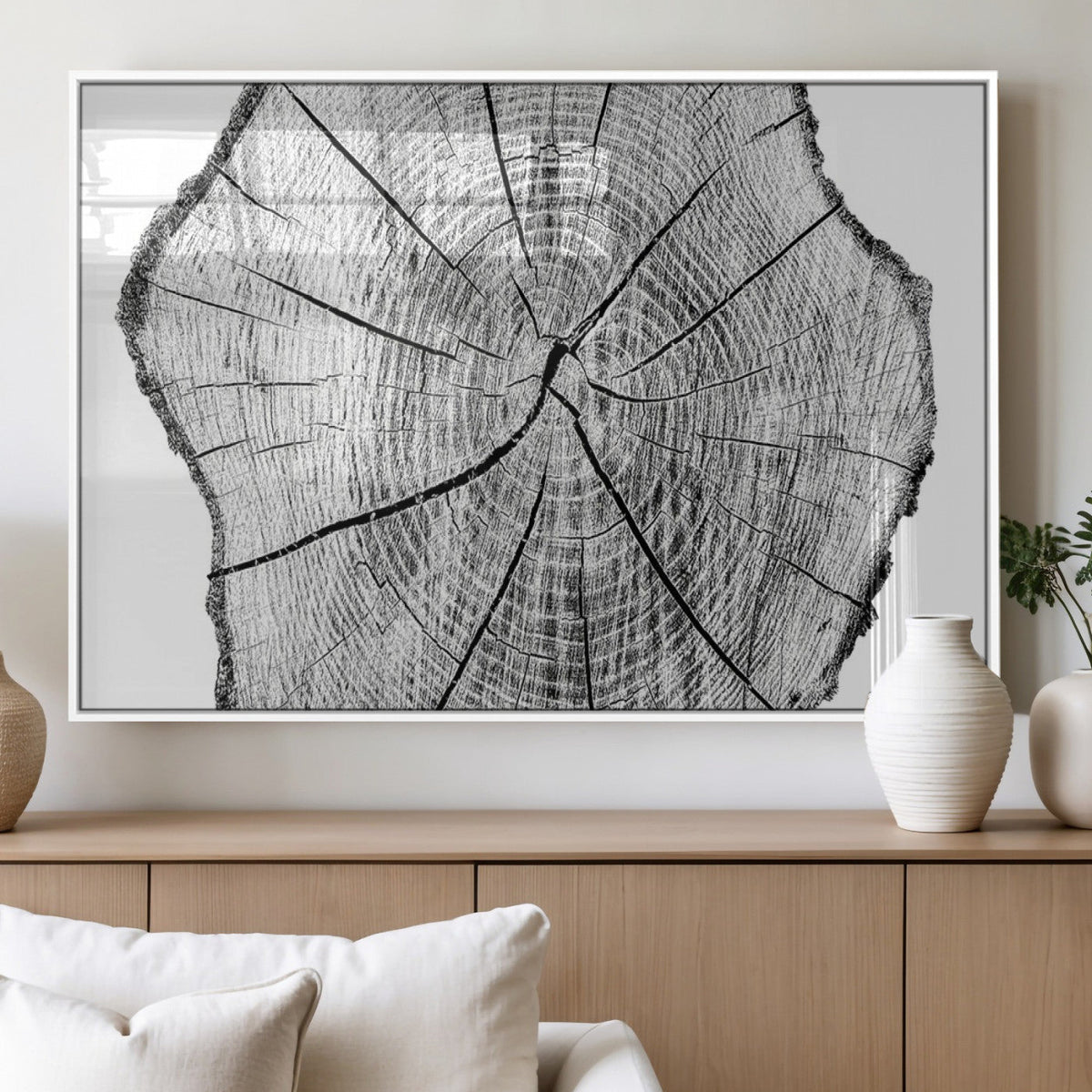 Rustic Tree Ring Wall Art Canvas Print – Framed and Ready to