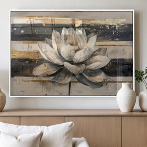 Lotus Flower Wall Art – Framed Abstract Floral Canvas