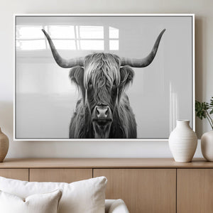 Highland Wall Art Canvas Print – Minimalist Black and White