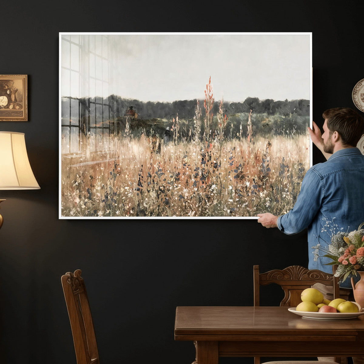 Rustic Field Landscape Wall Art Print, Giclee Canvas Wall