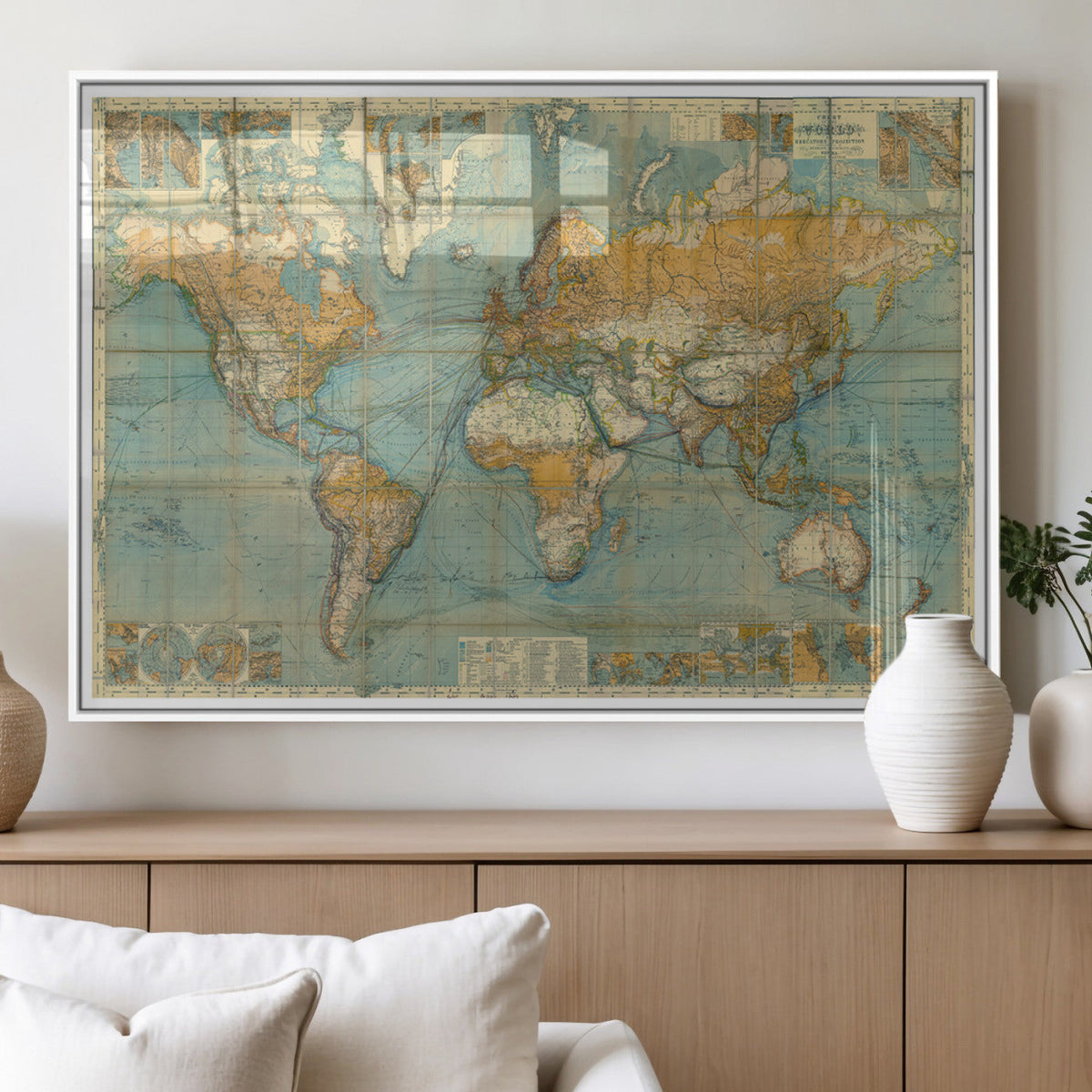 Push Pin World Map Canvas Print – Travel Tracker Wall Art