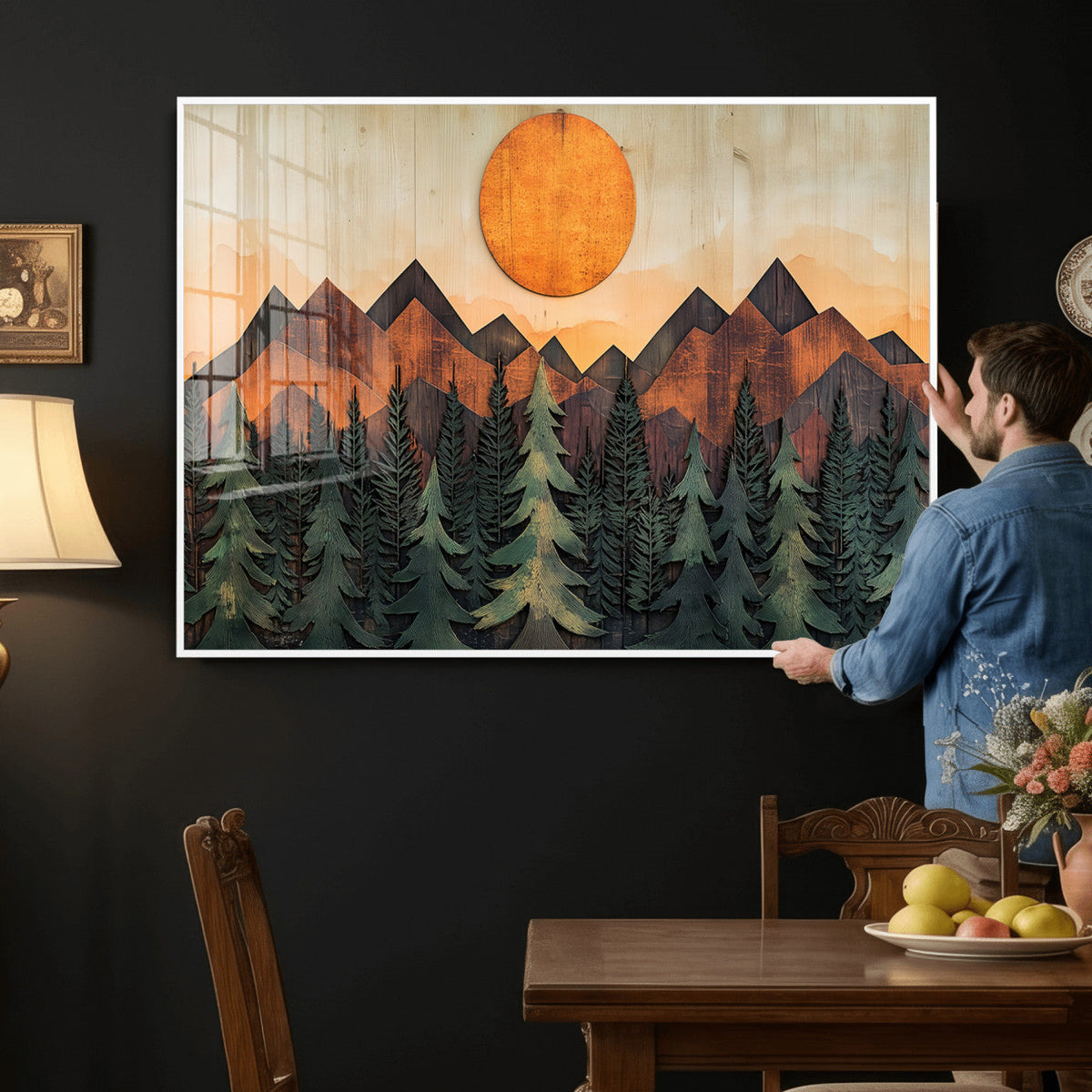 Sunset Mountain Landscape Canvas Wall Art Print - Nature