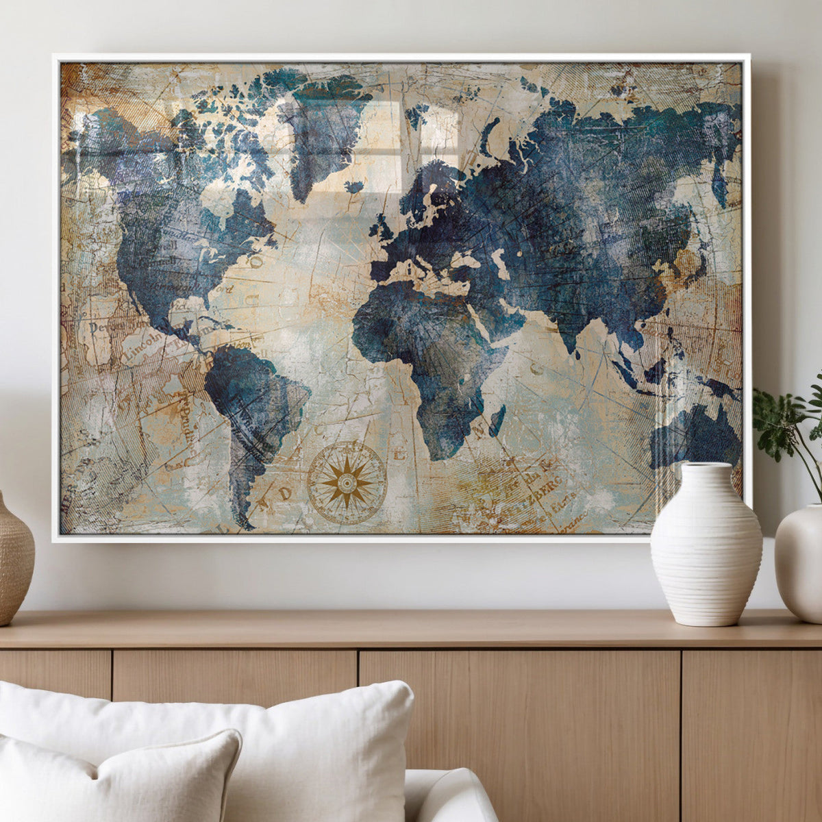 World Map Canvas Print – Framed Wall Art for Couples,
