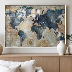 World Map Canvas Print – Framed Wall Art for Couples,