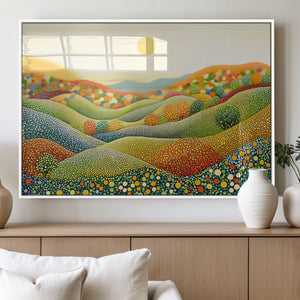 YAYOI KUSAMA Colorful Dot Art Landscape Canvas - Framed