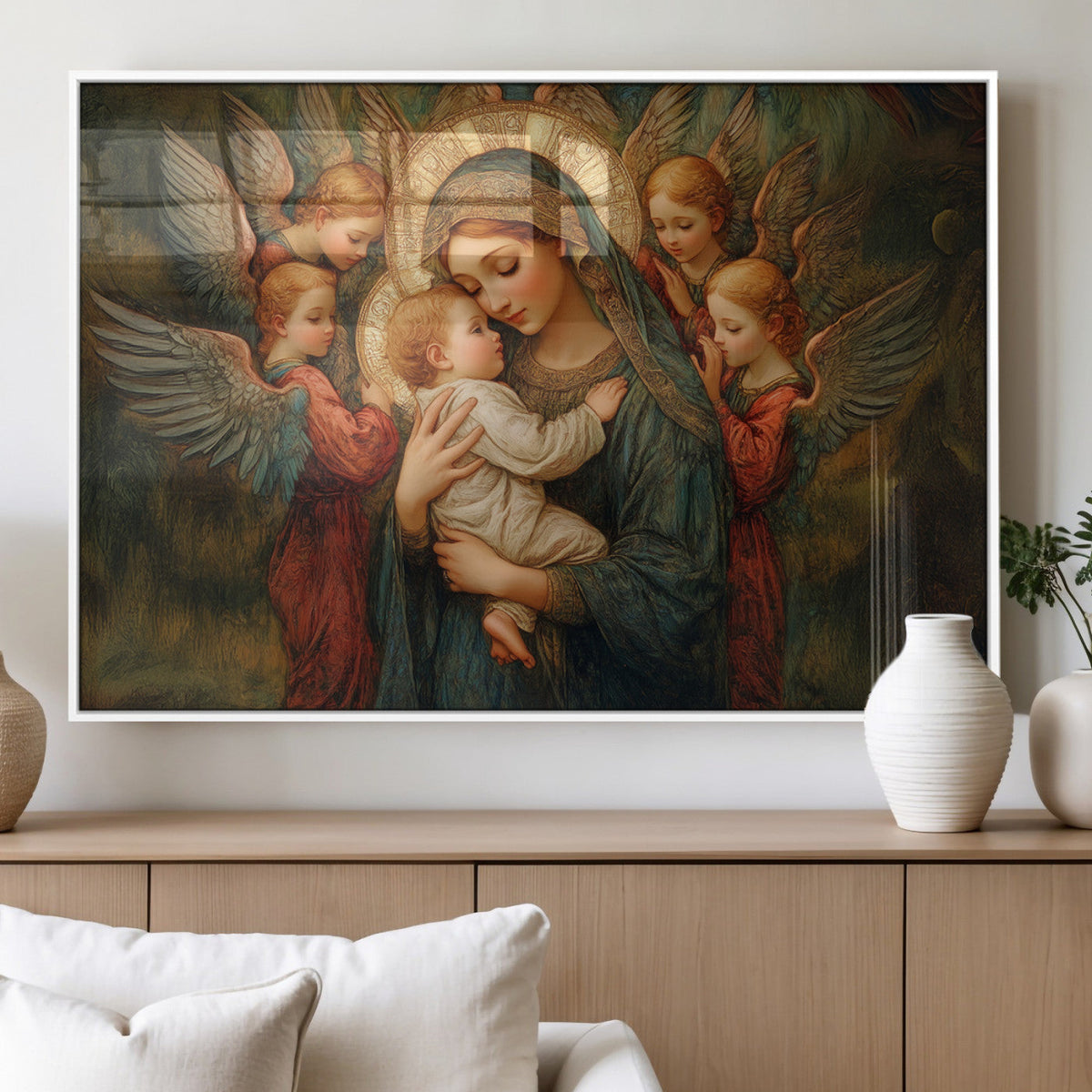 Mary Jesus Canvas Wall Art Print - Madonna and Child with