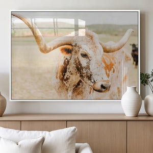 Texas Longhorn Wall Art Canvas Print – Framed Spotted Cow