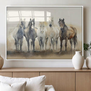 Wild Horses Wall Art Canvas Print, Framed Running Horses Art