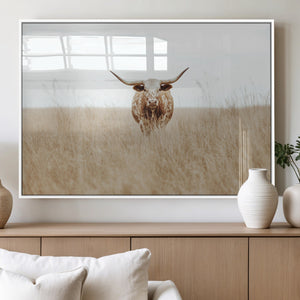 Texas Longhorn Wall Art Canvas Print – Framed Lone Cattle