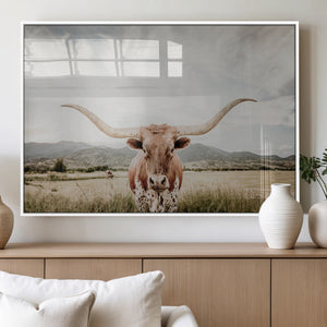 Texas Longhorn Wall Art Canvas Print – Framed Western Cow