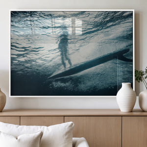 Underwater Surf Wall Art – Framed Ocean Wave Canvas Artwork,