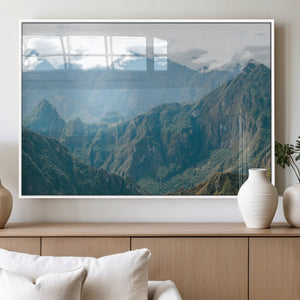 Misty Mountain Wall Art Canvas Print – Framed Cloudy Andean