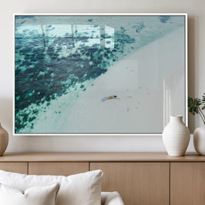 Minimal Beach Wall Art Canvas Print – Framed Ocean Swimming