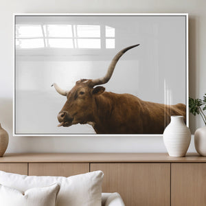 Longhorn Cow Wall Art Canvas Print – Framed Rustic Animal