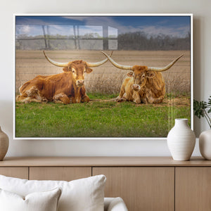 Longhorn Wall Art Canvas Print – Framed Cozy Ranch Vibes