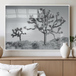 Joshua Tree Wall Art Canvas Print – Black and White Desert