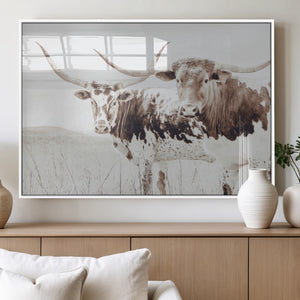 Longhorn Wall Art Canvas Print – Framed Western Cow Rustic