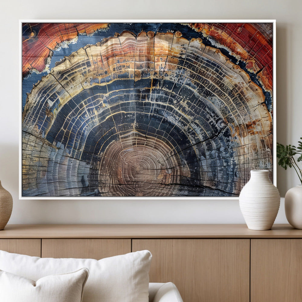 Tree Rings Wall Art Canvas Print – Framed Wood Art Picture