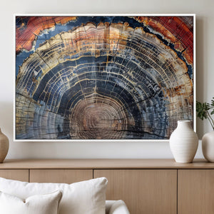 Tree Rings Wall Art Canvas Print – Framed Wood Art Picture