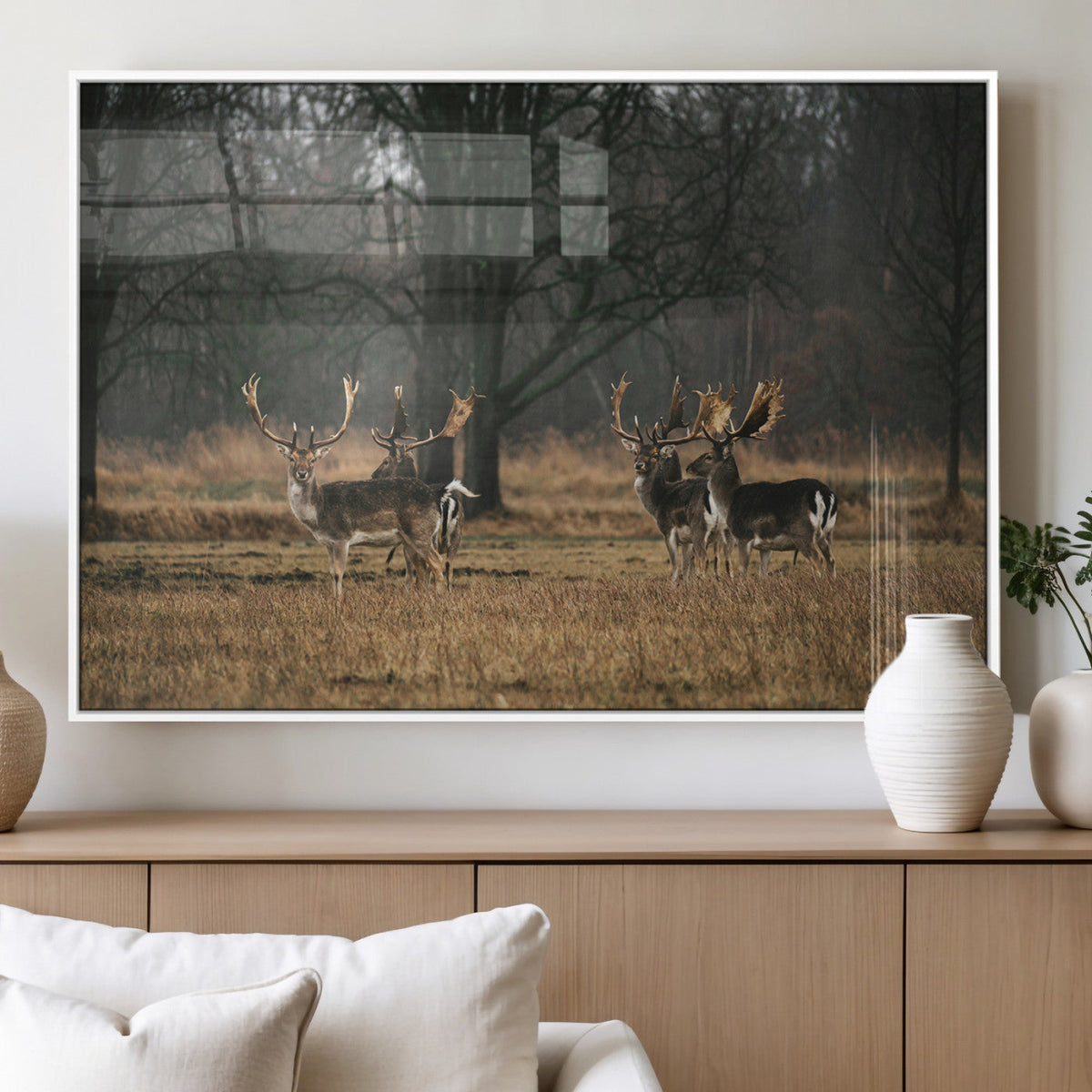 Deer Wall Art Canvas Print – Framed Rustic Wildlife Art