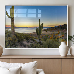 Saguaro Cactus Wall Art Canvas Print – Framed Desert Sunset