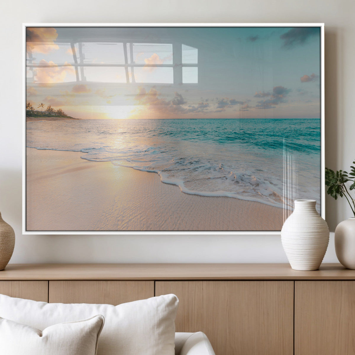 Beach Sunset Wall Art Canvas Print – Framed Ocean Waves