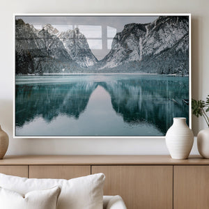 Mountain Lake Wall Art Canvas Print – Framed Toblacher See