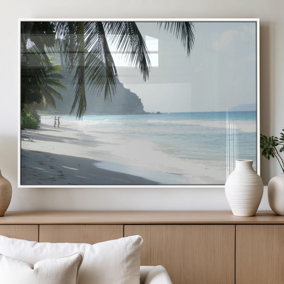 Tropical Beach Wall Art Canvas Print – Framed Serene Ocean