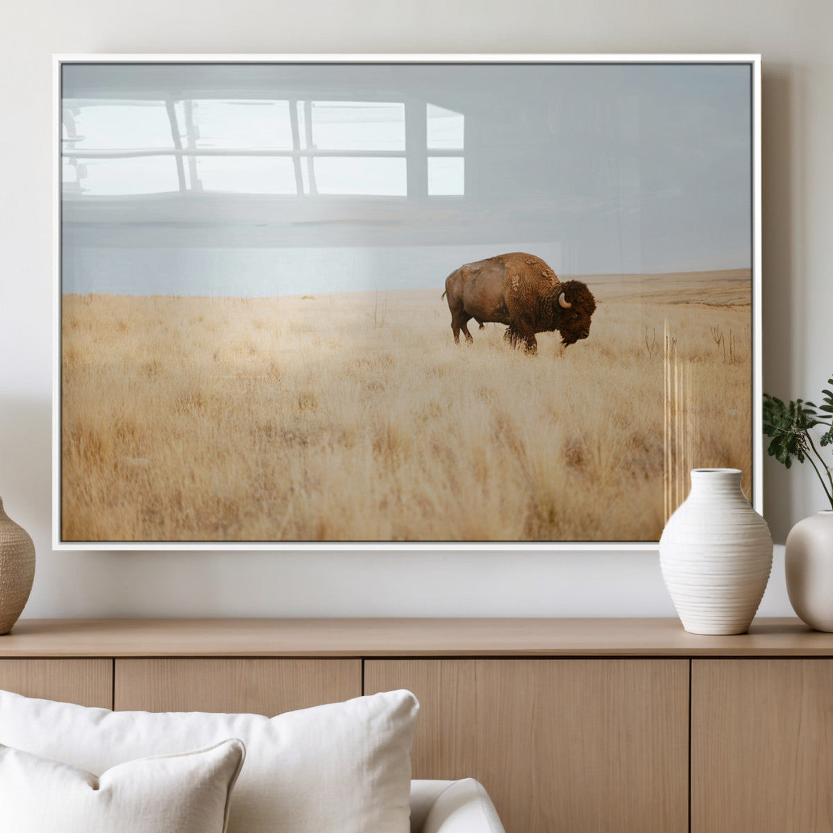 Buffalo Wall Art Canvas Print – Framed Western Wildlife