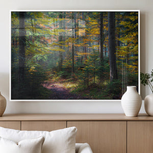 Autumn Forest Wall Art Canvas Print – Framed Fall Woodland