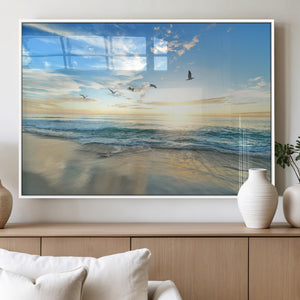 Minimalist Seaside Wall Art Canvas Print – Morning Glow