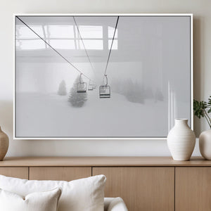 Ski Lift Wall Art Canvas Print – Snowy Alpine Landscape