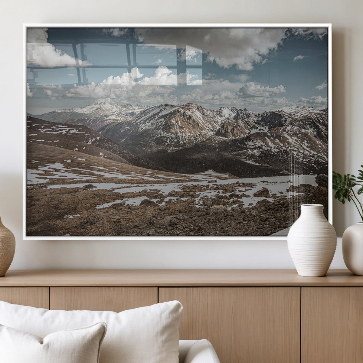 Mountain Landscape Wall Art Canvas Print – Framed Snowy